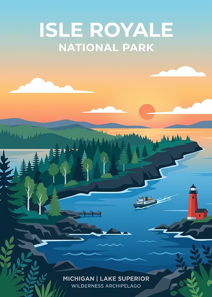 Isle Royale National Park Travel Poster