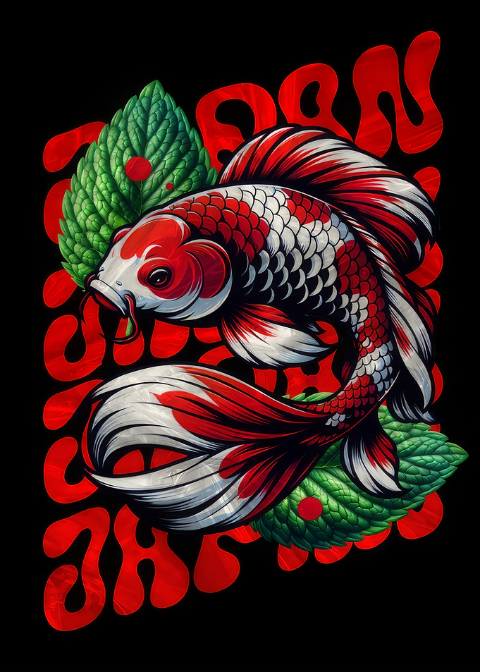 Red and White Koi Fish Illustration