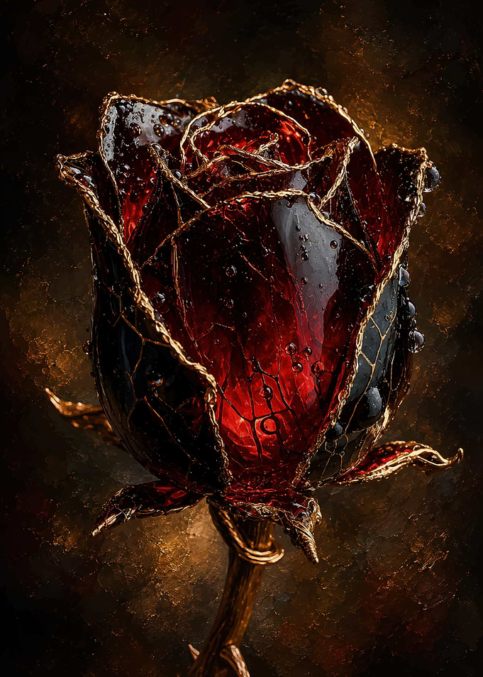 Gilded Crystal Red Rose