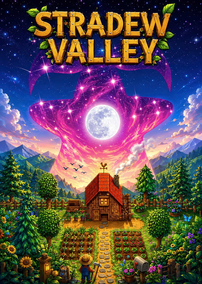 Stardew Valley Farmhouse Night Scene