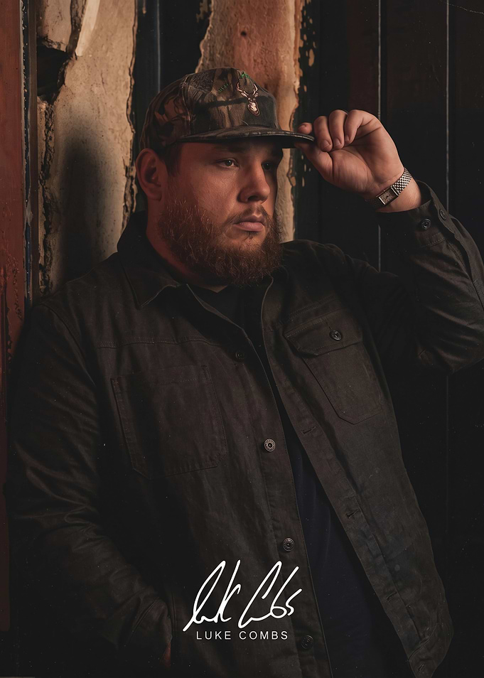 Luke Combs Portrait with Signature