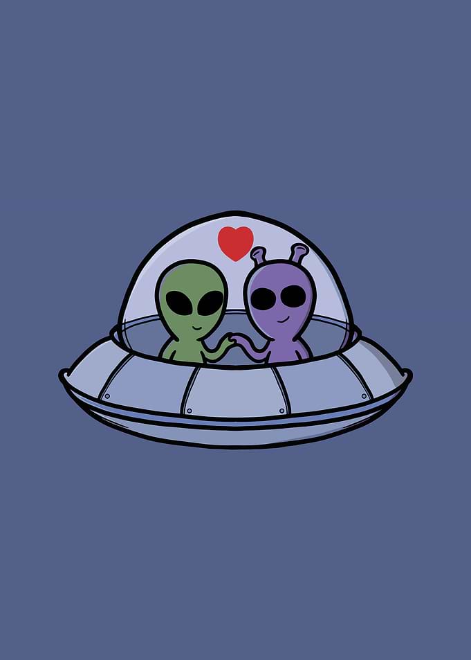 Cute Aliens in Love UFO