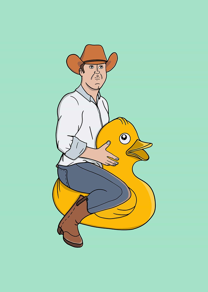 Cowboy Riding a Rubber Duck