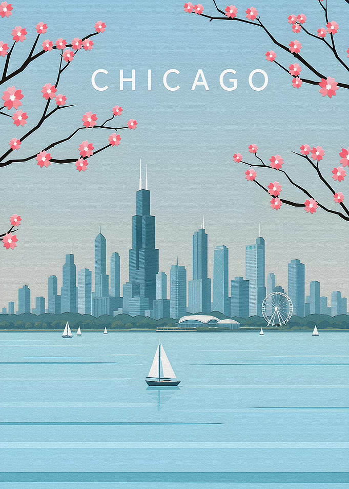 Chicago Skyline Travel Poster