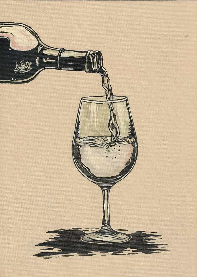 Wine Pouring into Glass Illustration