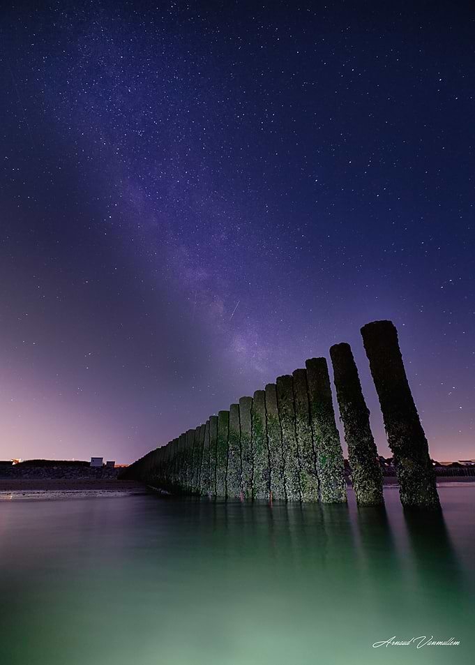 Milky Way Over Coastal Wooden Piles