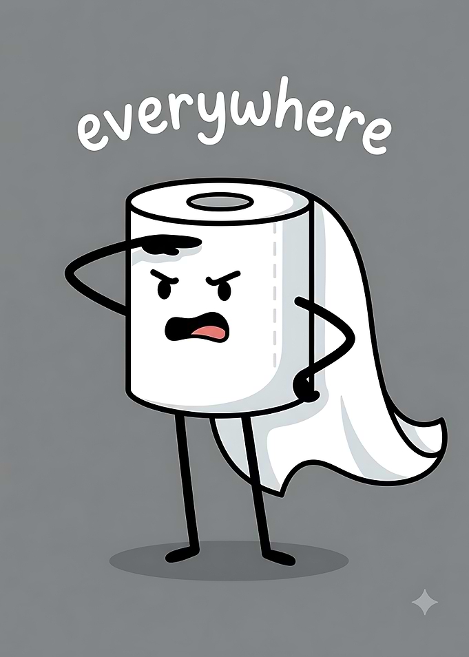 Funny Toilet Paper Character Illustration