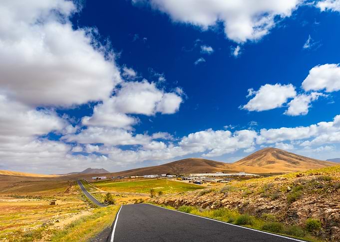 Scenic Road Through Fuerteventura Landscape