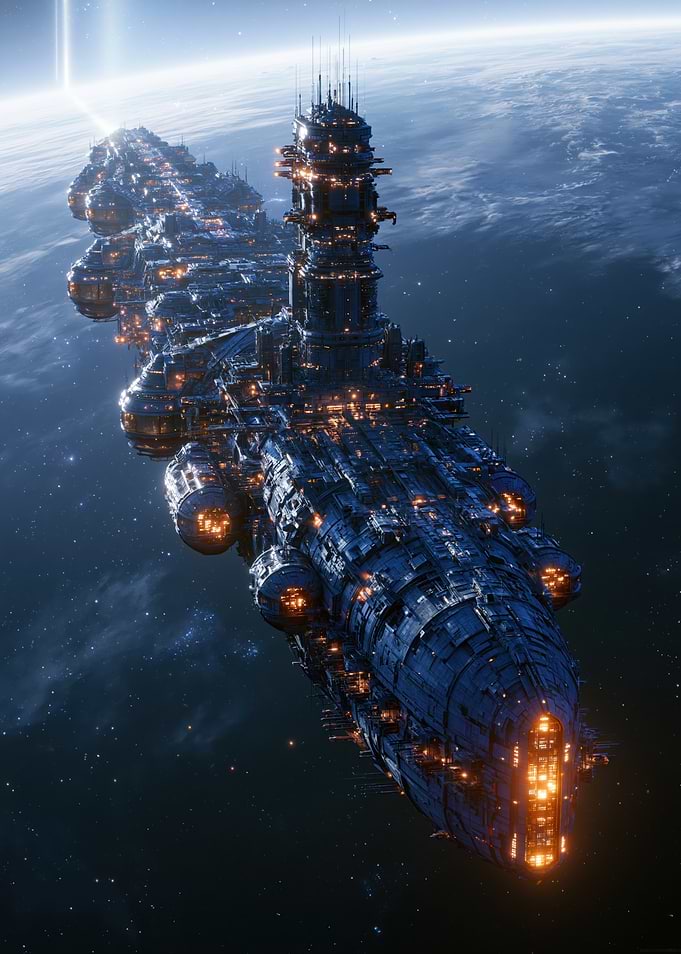 Massive Sci-Fi Dreadnought in Orbit