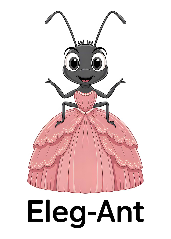 Cute Eleg-Ant Cartoon Character