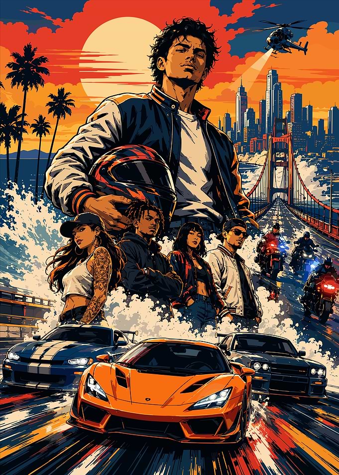 Street Racing Action Poster