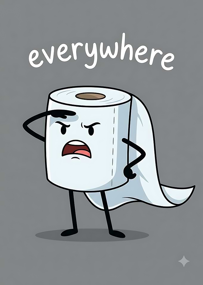 Angry Toilet Paper Character
