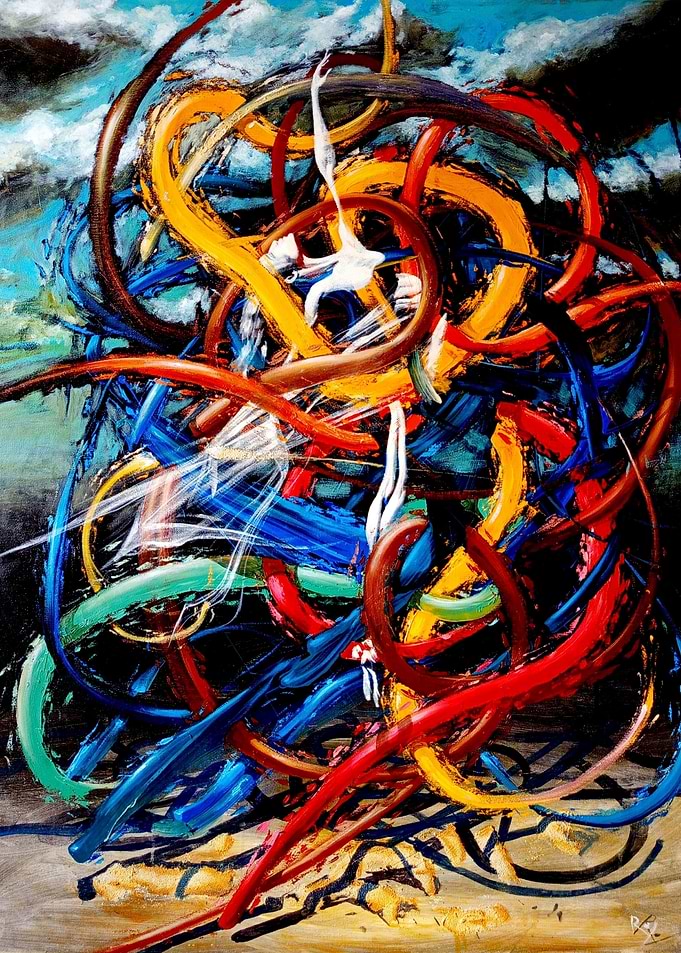 Abstract Expressionist Swirls and Figures
