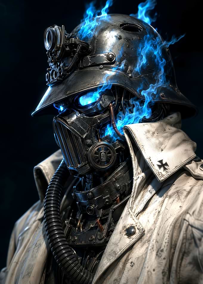 Steampunk Soldier with Blue Fire