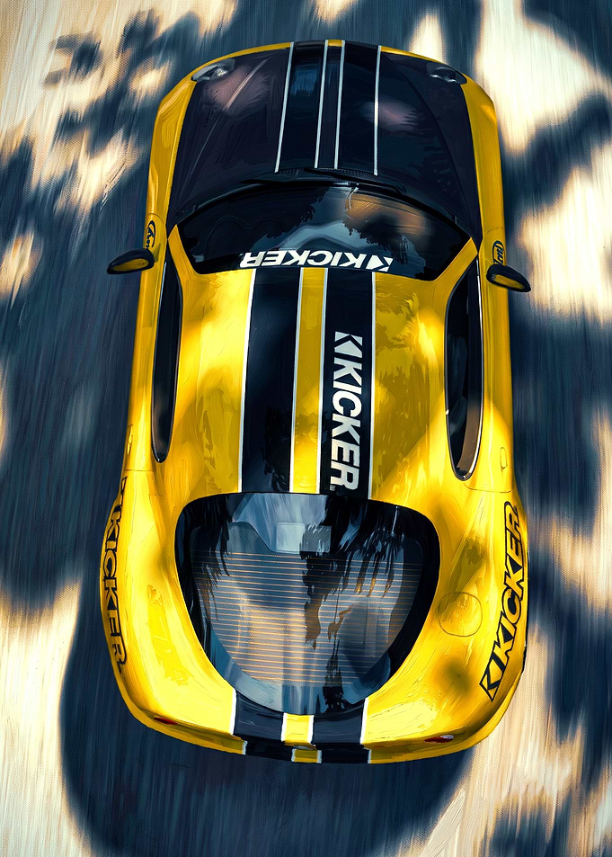 Yellow Kicker Branded Sports Car
