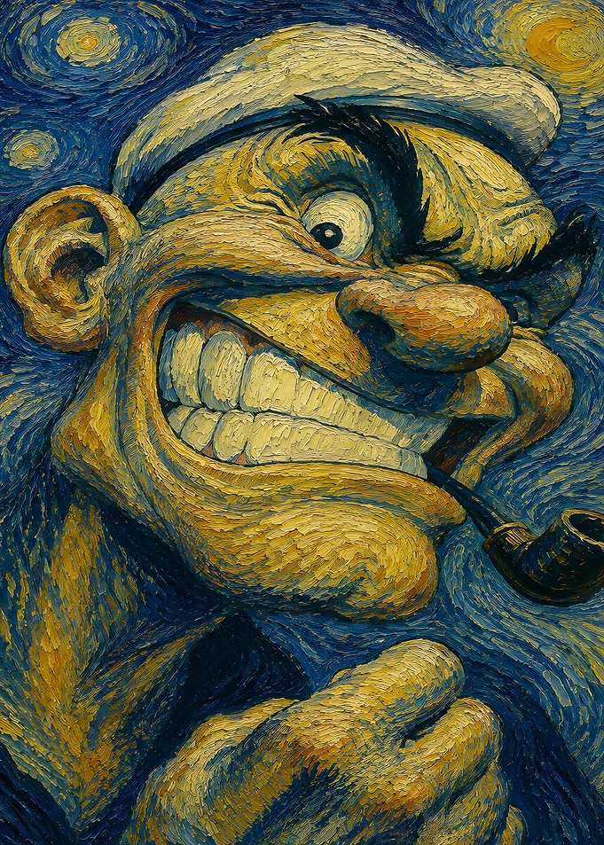 Popeye in Starry Night Style