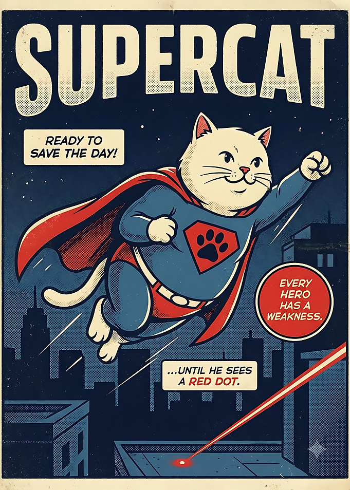 Supercat Superhero Comic Poster