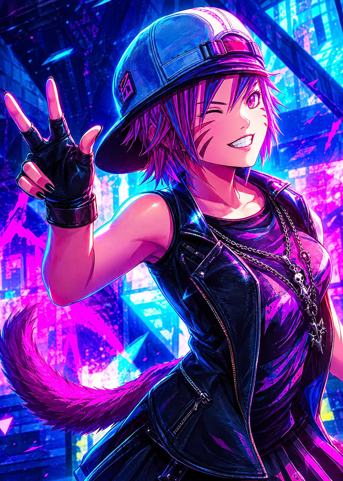 Cyberpunk Anime Girl with Neon Aesthetic