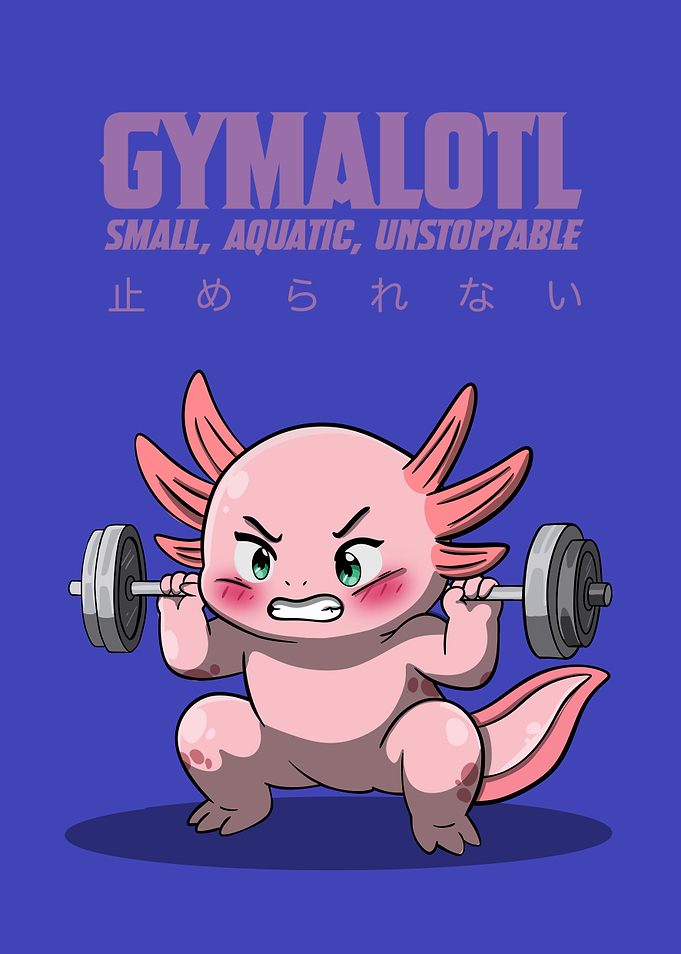 Gymalotl Axolotl Weightlifting Illustration