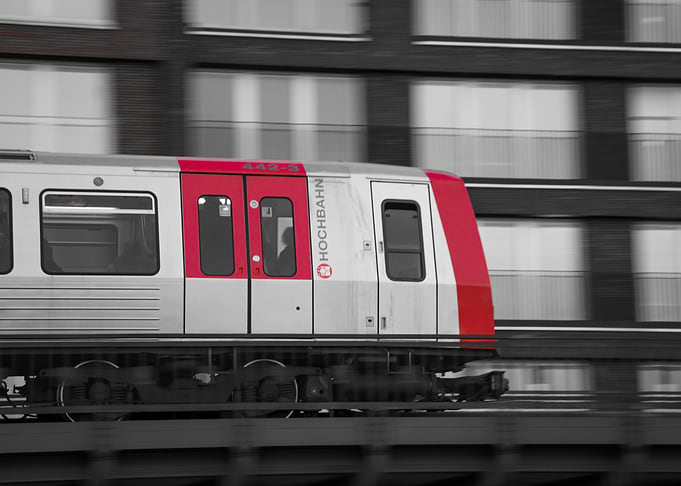 U3 Hamburg Subway Train in Motion