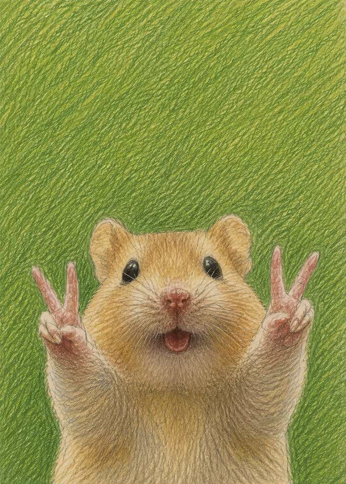 Cute Hamster Making Peace Sign
