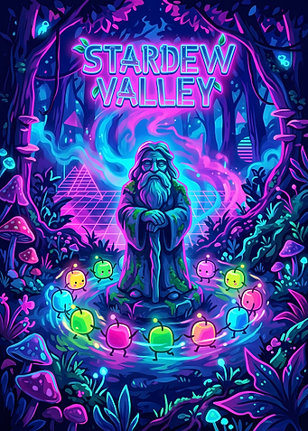 Stardew Valley Neon Forest Art