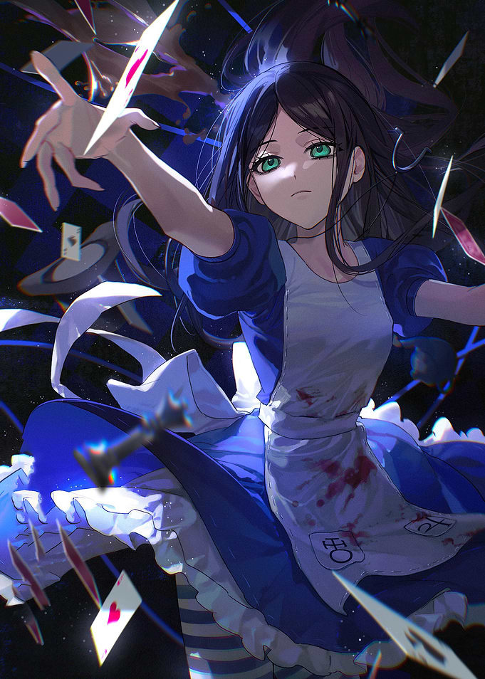 Dark Alice in Wonderland Anime Illustration