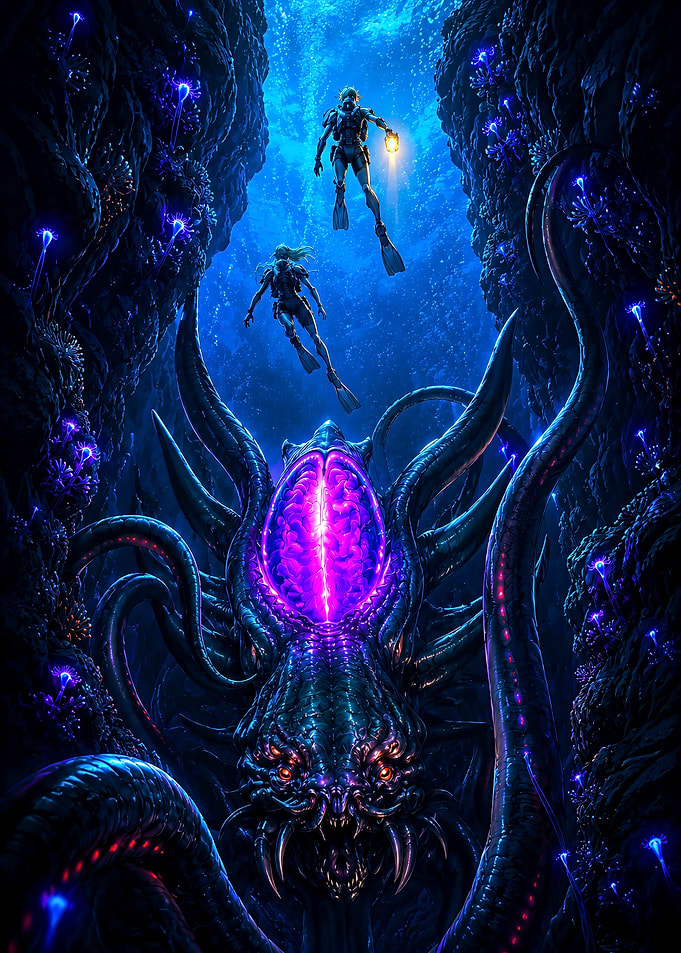 Subnautica Divers Encountering Deep Sea Monster