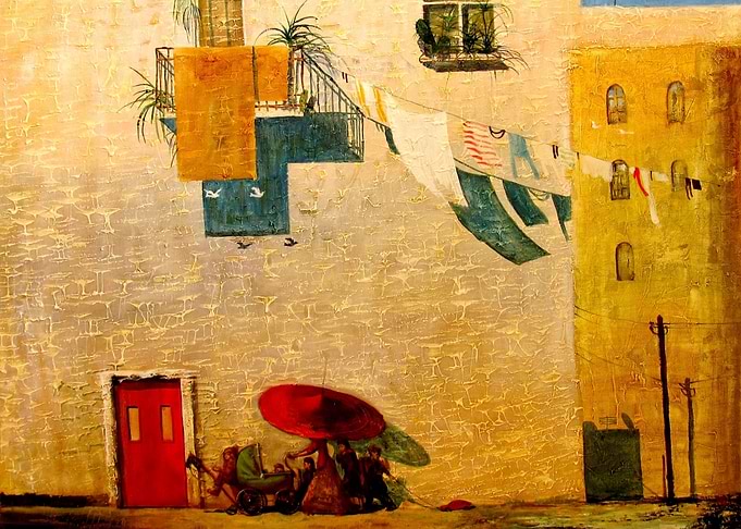 Mediterranean Street Scene with Laundry
