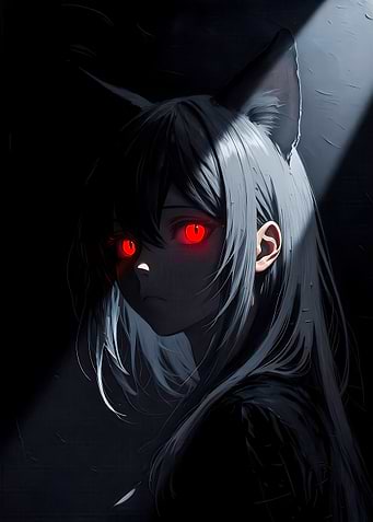 Anime Girl with Glowing Red Eyes
