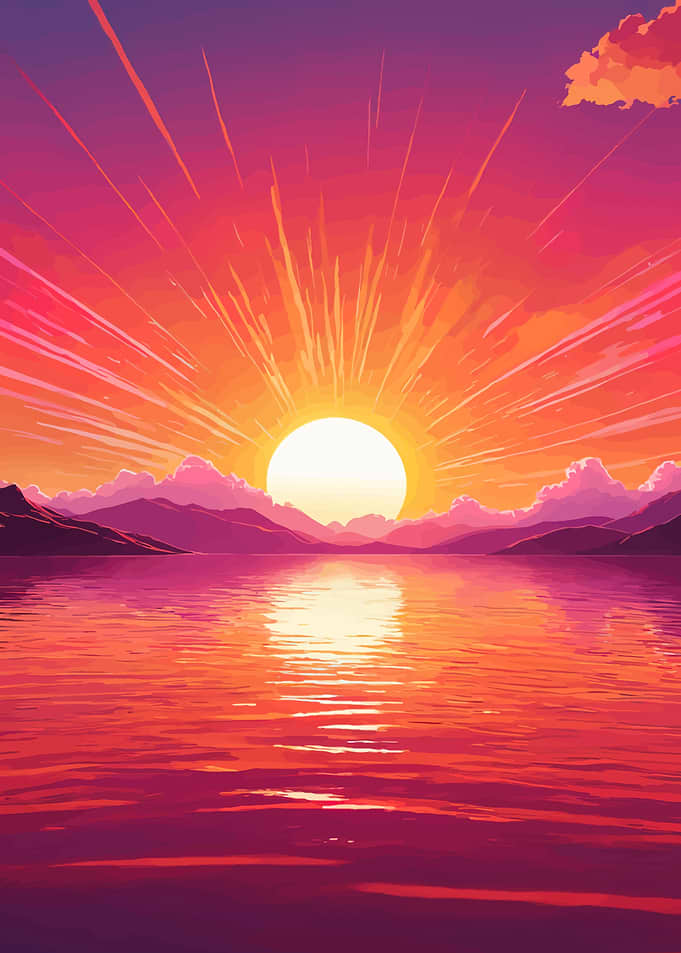 Vibrant Sunset Over Calm Water