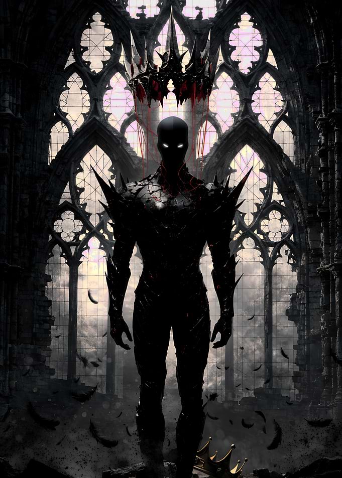 Dark Shadow King in Gothic Cathedral
