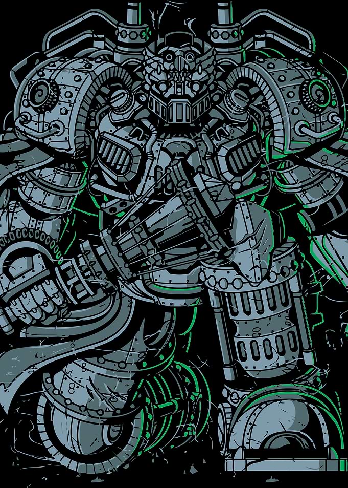 Steampunk Mechanical Robot Warrior