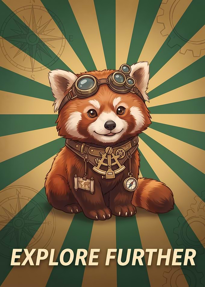 Steampunk Red Panda Explorer Poster