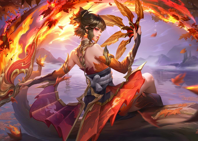 Kagura Autumn Leaves Skin Illustration