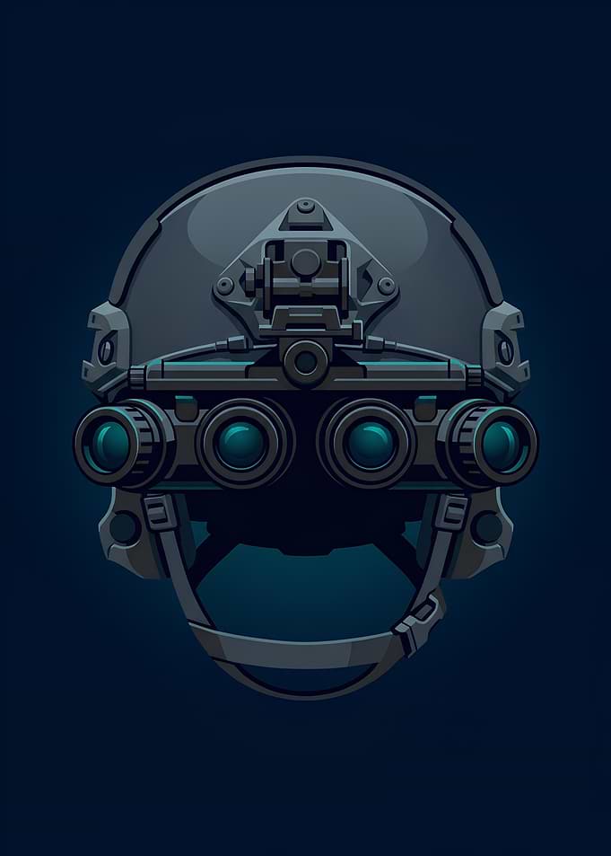 Tactical Night Vision Helmet Illustration