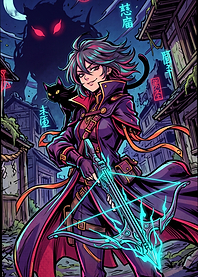 Anime Hunter with Glowing Crossbow