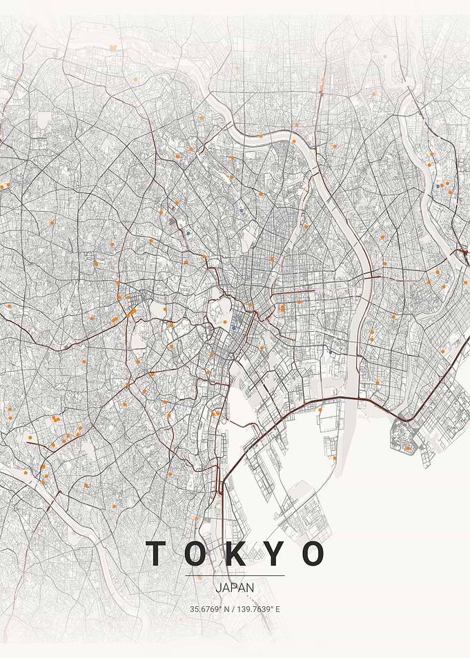 Minimalist Tokyo City Map Poster