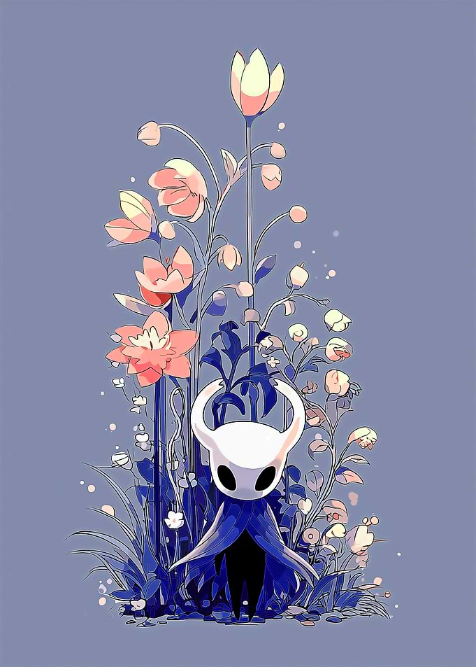 Hollow Knight Amidst Floral Garden