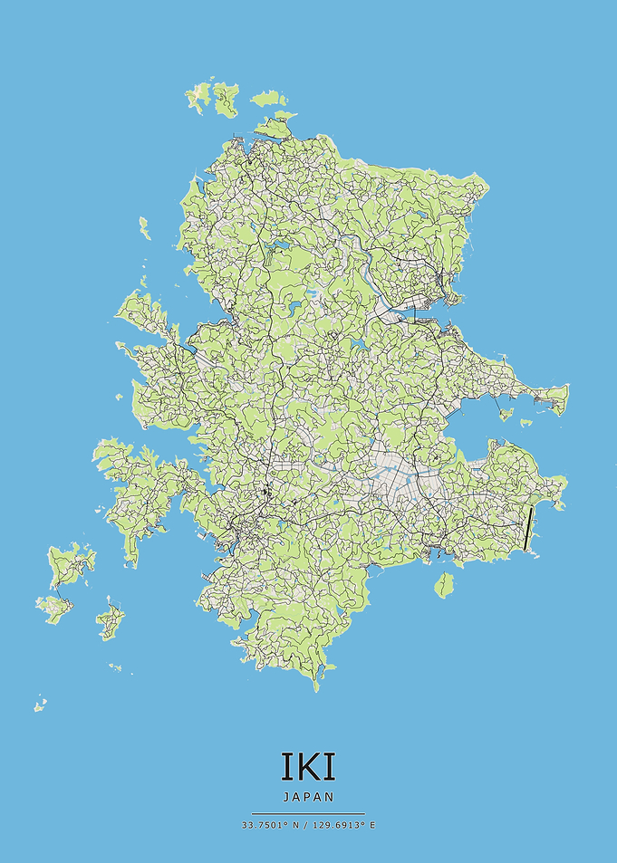 Minimalist Map of Iki Island Japan