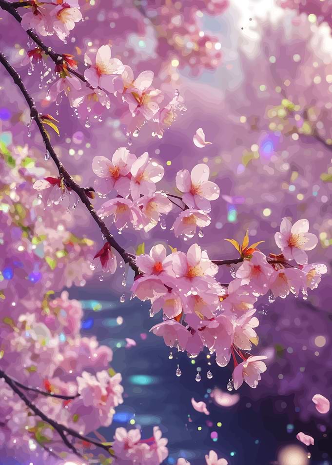 Dreamy Pink Cherry Blossom Branches