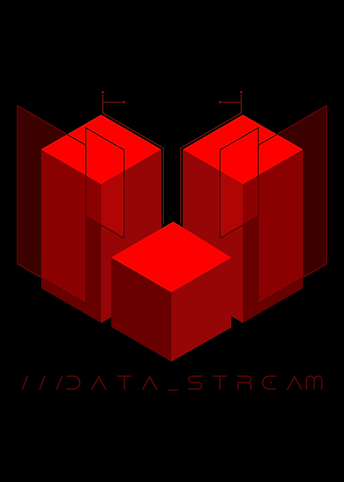 Data Stream Isometric Tech Art - Cyberpunk Futuristic Cube Poster