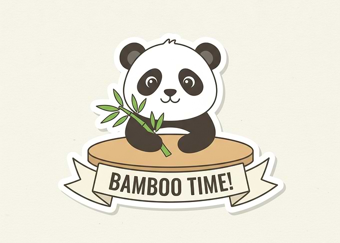 Cute Panda Bamboo Time Sticker