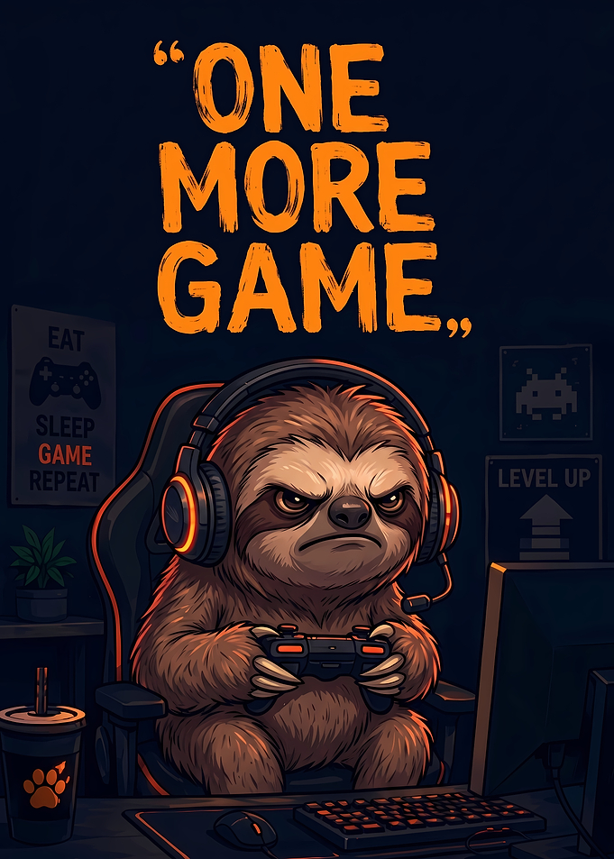 Gaming Sloth One More Game Poster
