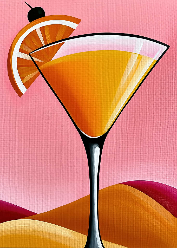Stylized Orange Cocktail Martini Illustration