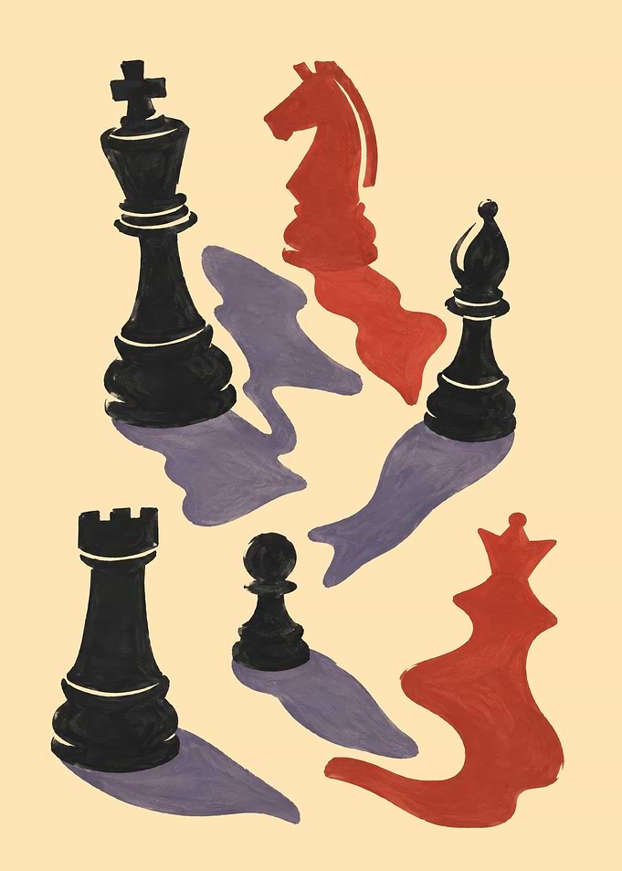 Abstract Chess Pieces Illustration