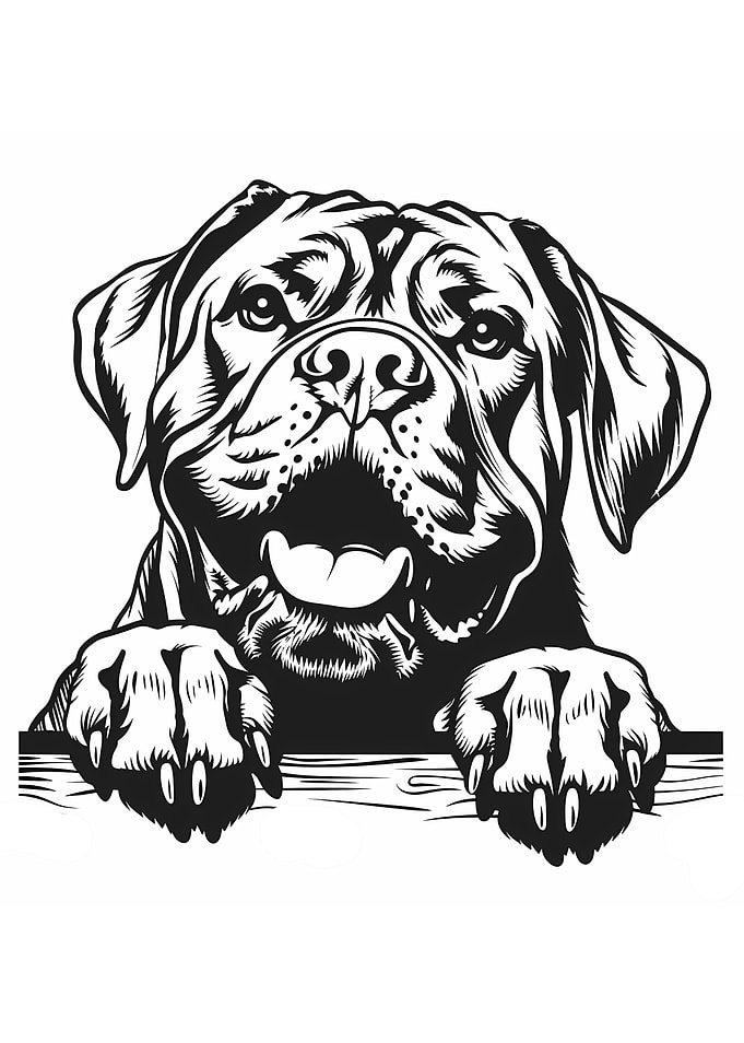 Black and White Boerboel Dog Illustration
