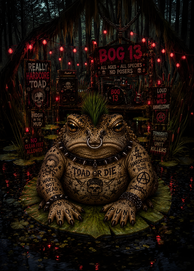 Hardcore Tattoad Punk Toad in the Swamp