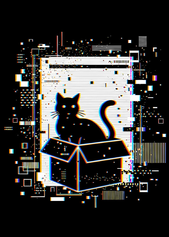 Glitch Art Cat in a Box