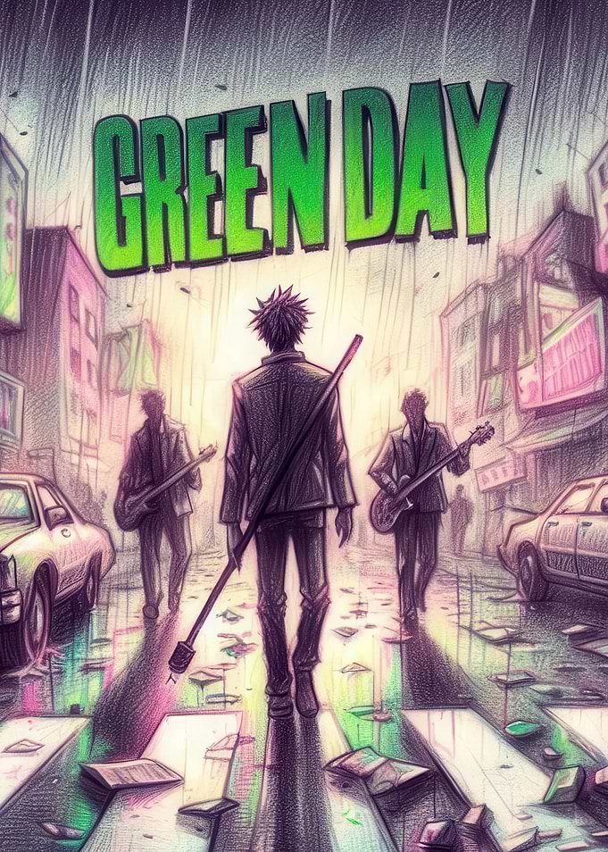 Green Day Band Street Illustration